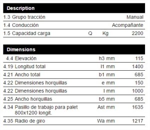 lifter GS Basic ficha